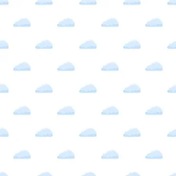 Blue cartoon clouds creating a seamless sky pattern Illustrazione stock