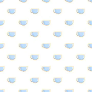 Blue cartoon cups repeating seamless pattern background Illustrazione stock