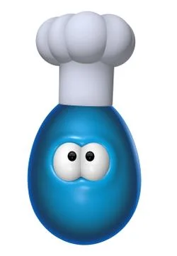 Blue cartoon easter egg with cook hat - 3d illustration Stock Illustration