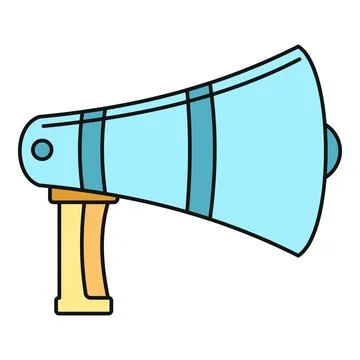 Blue cartoon megaphone broadcasting important announcement message Stock Illustration