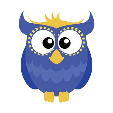 Blue cartoon owl Stock Illustration