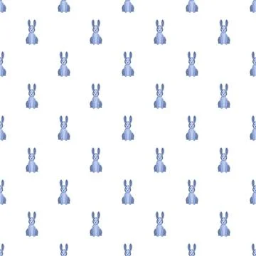 Blue cartoon rabbit seamless pattern background 스톡 일러스트