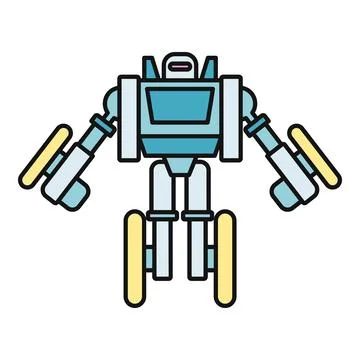Blue cartoon robot standing with wheels for feet 스톡 일러스트