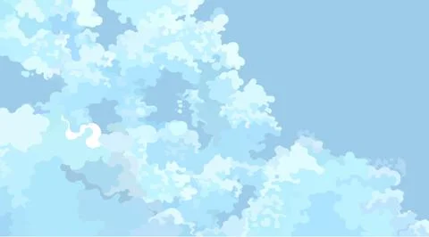 Blue cartoon sky background with light clouds Stock Illustration