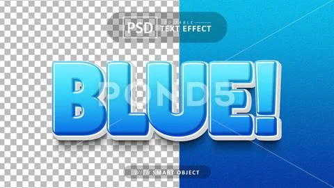 Blue cartoon text effect editable PSD Template