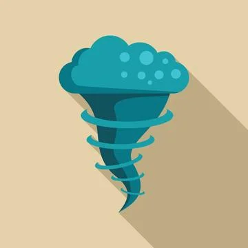 Blue cartoon tornado spinning with clouds on top Stock Illustration