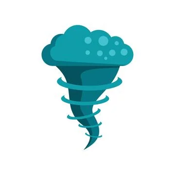 Blue cartoon tornado spinning with clouds above Stock Illustration