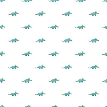 Blue cartoon triceratops seamless pattern background texture イラスト素材