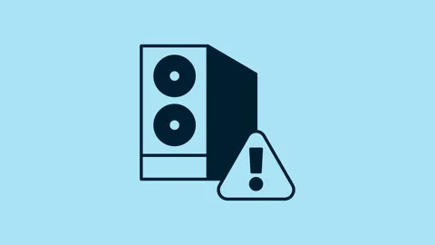 Blue Case of computer with exclamation mark icon isolated on blue background Stock Footage 230954071