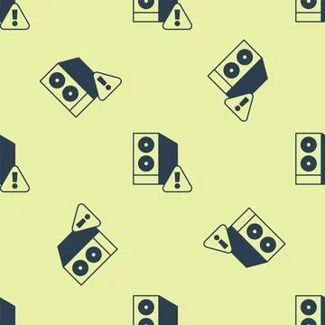 Blue Case of computer with exclamation mark icon isolated seamless pattern .. Illustrazione stock