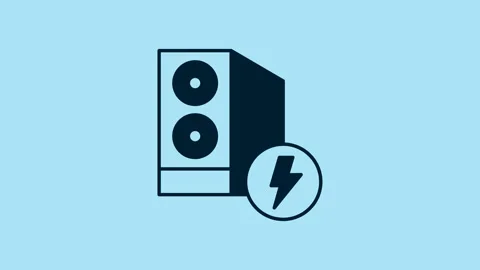 Blue Case of computer icon isolated on blue background. Computer server Stock Footage 230953790