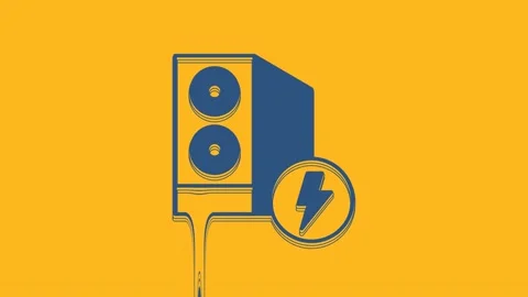 Blue Case of computer icon isolated on orange background. Computer server Stock Footage 234024649