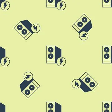 Blue Case of computer icon isolated seamless pattern on yellow background Illustrazione stock