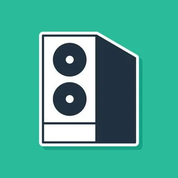 Blue Case of computer icon isolated on green background. Computer server Illustrazione stock