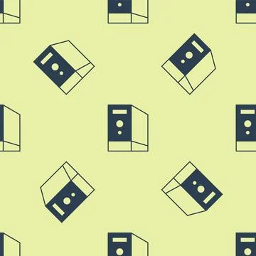 Blue Case of computer icon isolated seamless pattern on yellow background. .. Illustrazione stock