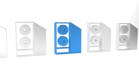 Blue Case of computer icon isolated on white background. Computer server. W.. Illustrazione stock