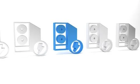 Blue Case of computer icon isolated on white background. Computer server. W.. Illustrazione stock