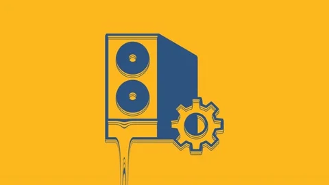 Blue Case of computer setting icon isolated on orange background. Computer Stock Footage 234024709