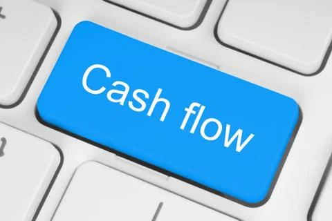 Blue cash flow button . Illustrazione stock