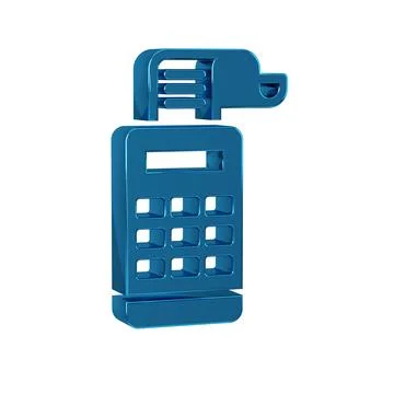 Blue Cash register machine with a check icon isolated on transparent backgr.. Stock Illustration