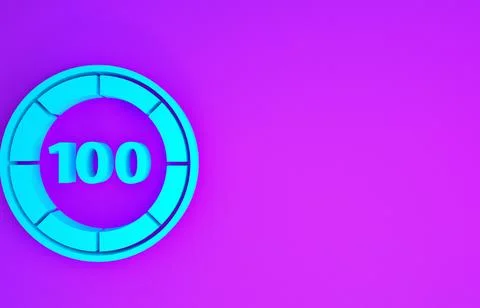Blue Casino chips icon isolated on purple background. Casino gambling. Minima Stock Illustration