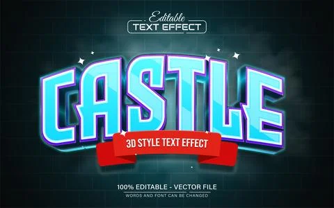 Blue Castle 3d text effect editable イラスト素材