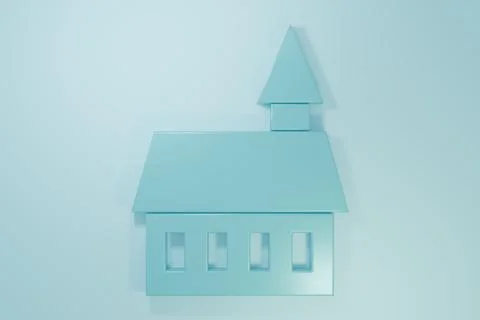 Blue Castle icon isolated on blue background. Minimalism concept. 3D render.. Stock Illustration