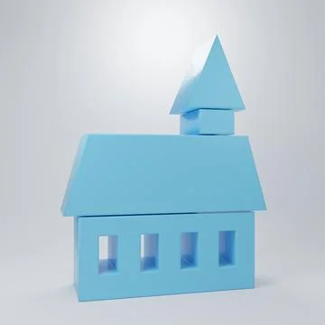 Blue Castle icon isolated on grey background. Minimalism concept. 3D render.. Stock Illustration