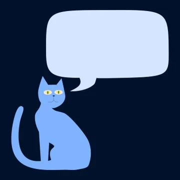Blue cat with communication bubble Stock Illustration