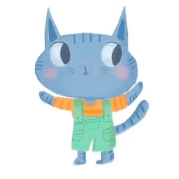 Blue cat in green shorts. Stock Illustration