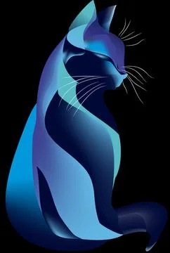 Blue cat, Stock Illustration