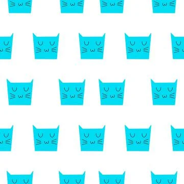 Blue cat pattern Stock Illustration