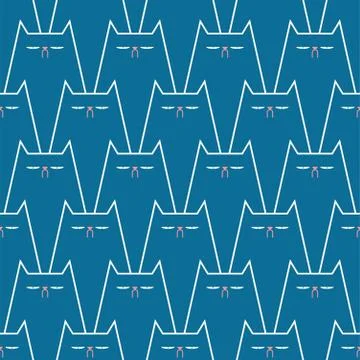 Blue cat pattern seamless. pet background. Vector Ilustración de archivo