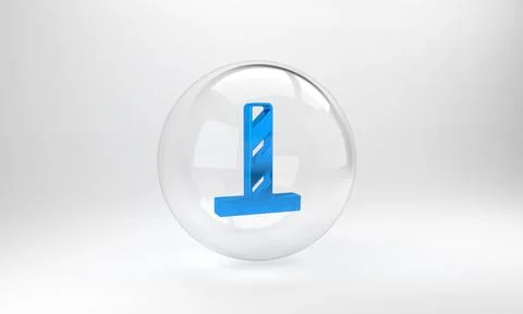 Blue Cat scratching post with toy icon isolated on grey background. Glass cir Stock Illustration