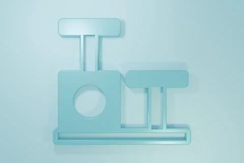 Blue Cat scratching post with toy icon isolated on blue background. Minimal.. Stock Illustration