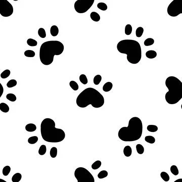Blue cat seamless pattern. Meow and cat paws background vector illustration Illustrazione stock