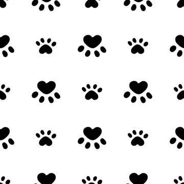 Blue cat seamless pattern. Meow and cat paws background vector illustration Stock Illustration