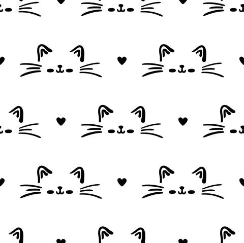 Blue cat seamless pattern. Meow and cat paws background vector illustration Illustrazione stock