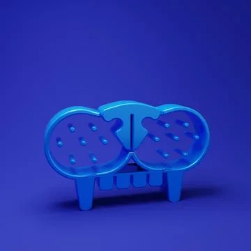 Blue Cat tooth icon isolated on blue background. Minimalism concept. 3D ren.. Illustrazione stock