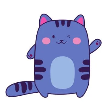 Blue cat wink Stock Illustration
