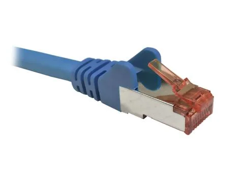 Blue CAT6A Ethernet Patch Lead Stock Photos