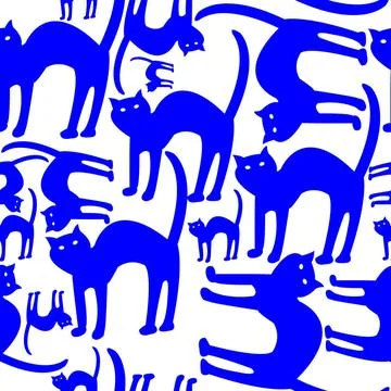 Blue cats pattern isolated on white background blue cats pattern isolated ... Foto stock