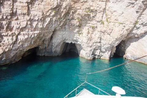 Blue caves in greece Stock Photos