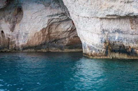 Blue caves on Zakynthos Island Stock Photos