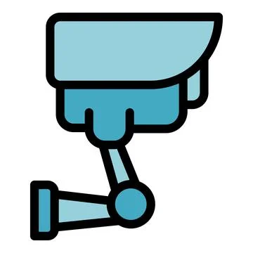Blue cctv security camera observing surrounding area Stock Illustration
