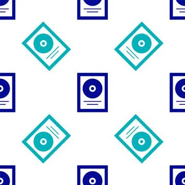 Blue CD disk award in frame icon isolated seamless pattern on white background Stock Illustration