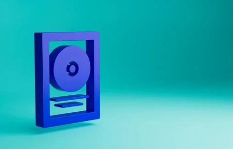 Blue CD disk award in frame icon isolated on blue background. Modern ceremony Stock Illustration