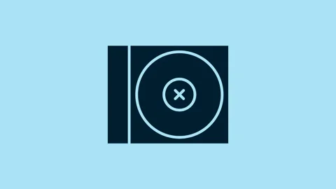 Blue CD or DVD disk icon isolated on blue background. Compact disc sign. 4K Stock Footage 231451171