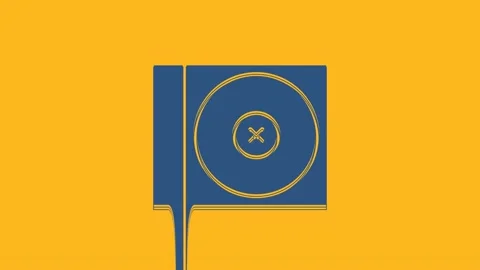 Blue CD or DVD disk icon isolated on orange background. Compact disc sign. 4K Stock Footage 234299992