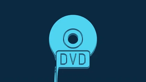 Blue CD or DVD disk icon isolated on blue background. Compact disc sign. 4K Stock Footage 235779829